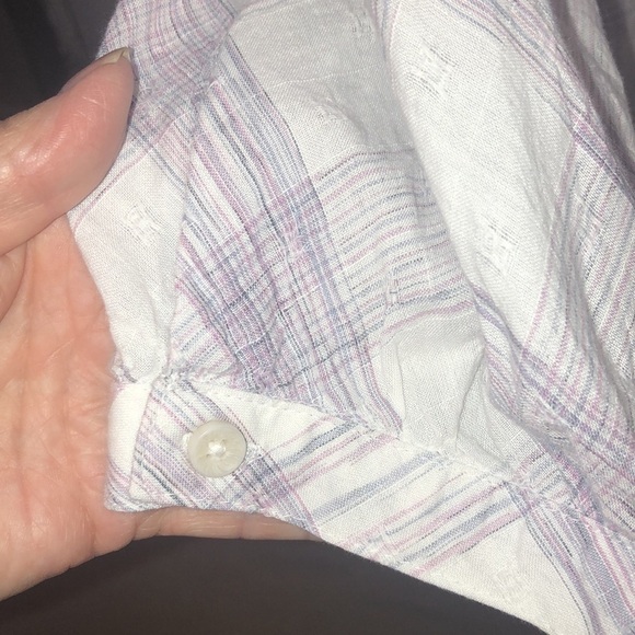 William Rast Lavender Plaid on White Soft Popover Button Down Long Sleeve Top - Picture 4 of 9